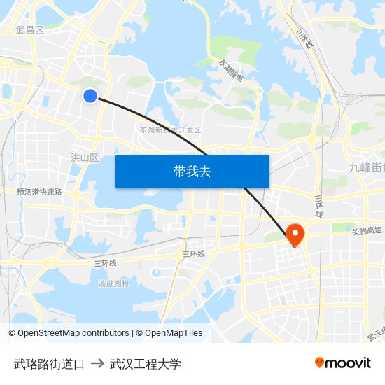 武珞路街道口 to 武汉工程大学 map