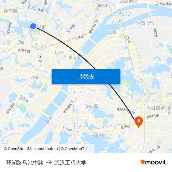 环湖路马池中路 to 武汉工程大学 map