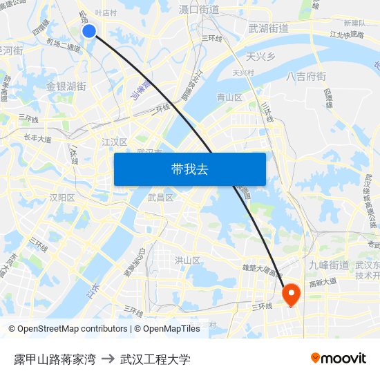 露甲山路蒋家湾 to 武汉工程大学 map