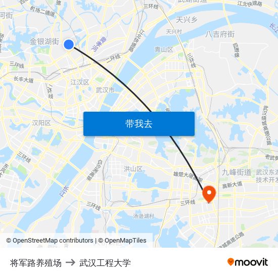 将军路养殖场 to 武汉工程大学 map