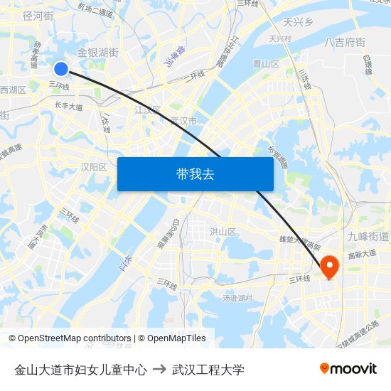 金山大道市妇女儿童中心 to 武汉工程大学 map