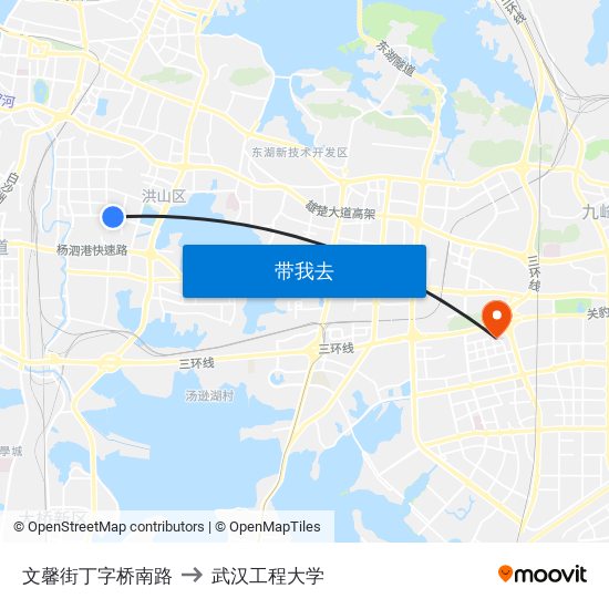 文馨街丁字桥南路 to 武汉工程大学 map
