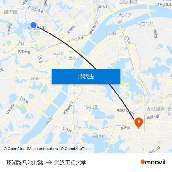 环湖路马池北路 to 武汉工程大学 map