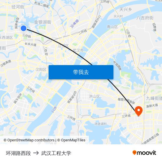 环湖路西段 to 武汉工程大学 map