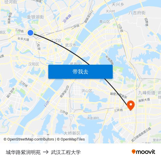 城华路紫润明苑 to 武汉工程大学 map