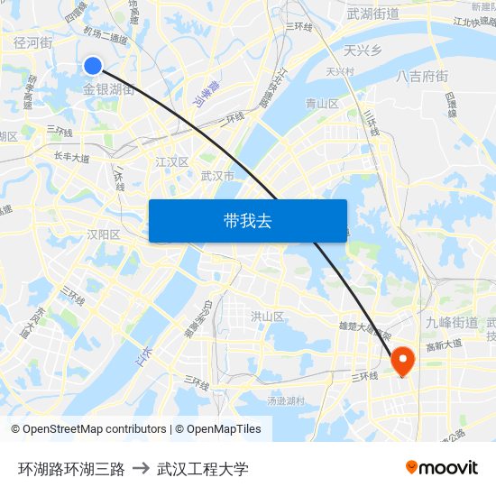 环湖路环湖三路 to 武汉工程大学 map