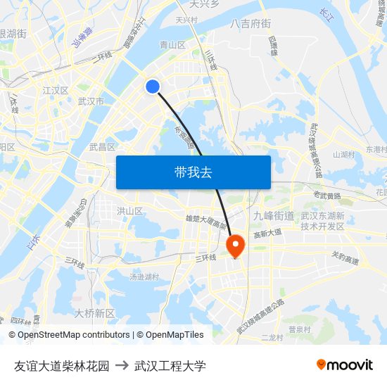 友谊大道柴林花园 to 武汉工程大学 map