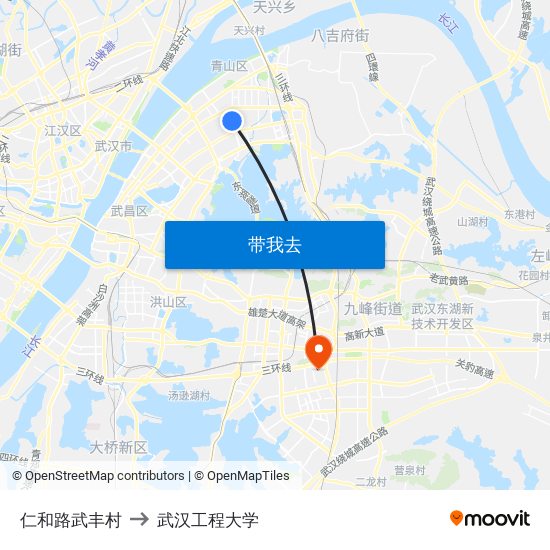 仁和路武丰村 to 武汉工程大学 map