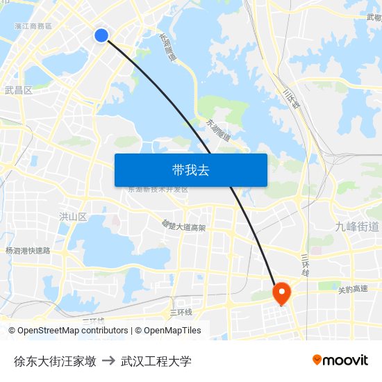 徐东大街汪家墩 to 武汉工程大学 map