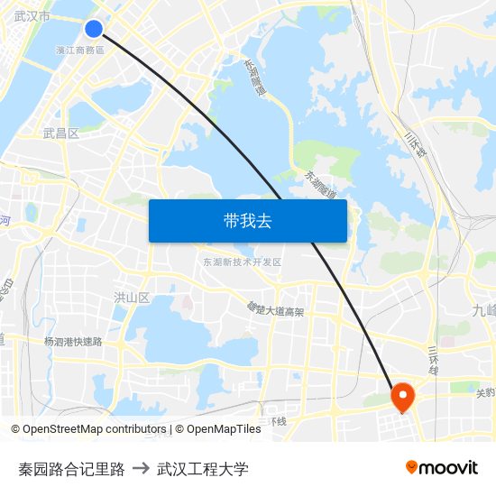 秦园路合记里路 to 武汉工程大学 map