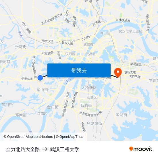 全力北路大全路 to 武汉工程大学 map