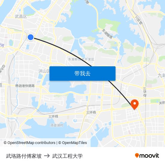 武珞路付傅家坡 to 武汉工程大学 map