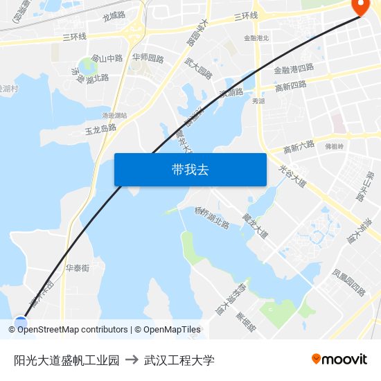 阳光大道盛帆工业园 to 武汉工程大学 map