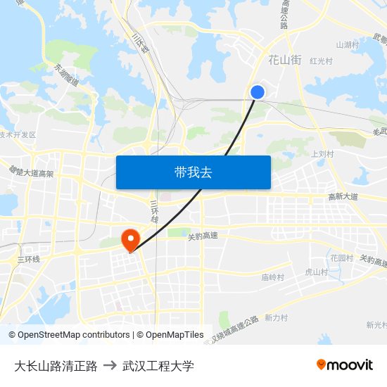 大长山路清正路 to 武汉工程大学 map