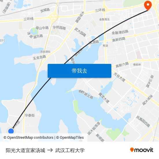 阳光大道宜家汤城 to 武汉工程大学 map