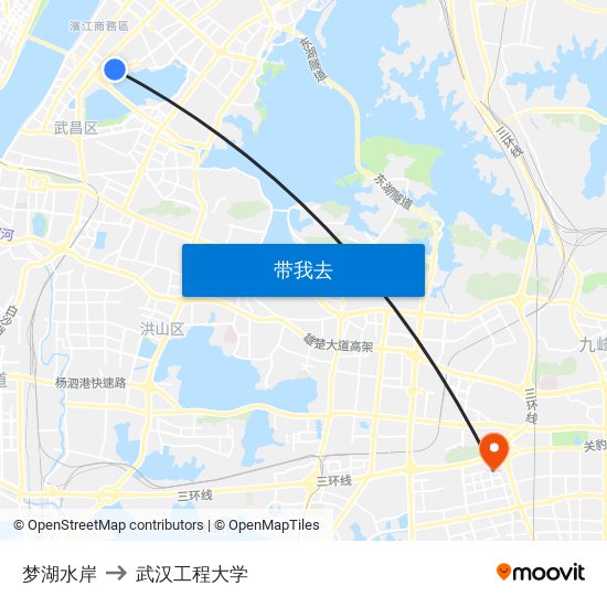梦湖水岸 to 武汉工程大学 map