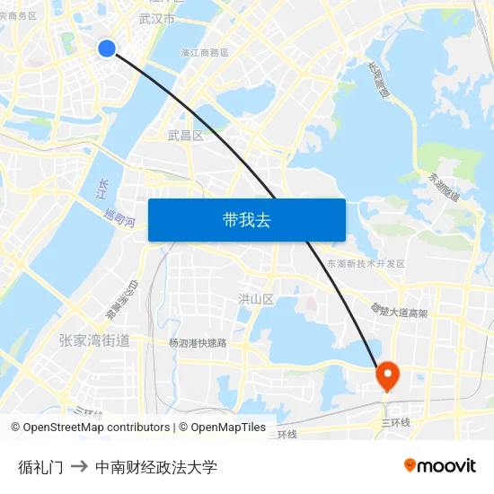 循礼门 to 中南财经政法大学 map