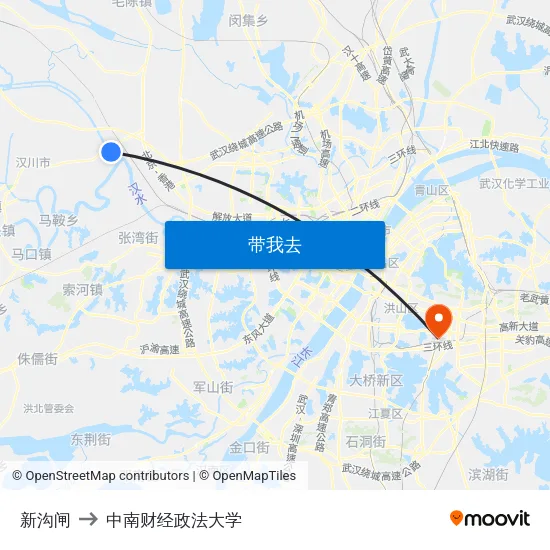 新沟闸 to 中南财经政法大学 map