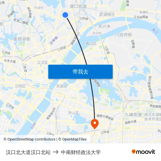 汉口北大道汉口北站 to 中南财经政法大学 map