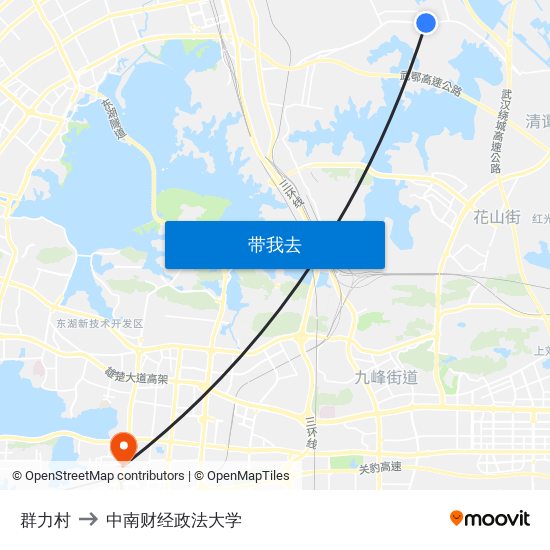 群力村 to 中南财经政法大学 map