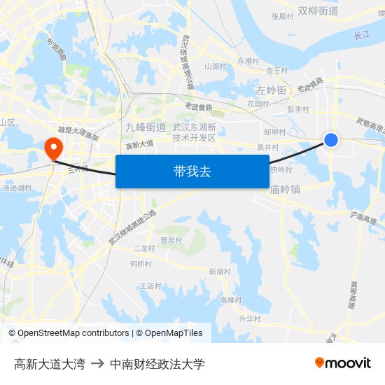 高新大道大湾 to 中南财经政法大学 map