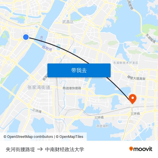 夹河街腰路堤 to 中南财经政法大学 map