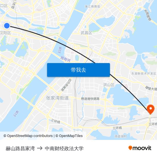 赫山路昌家湾 to 中南财经政法大学 map