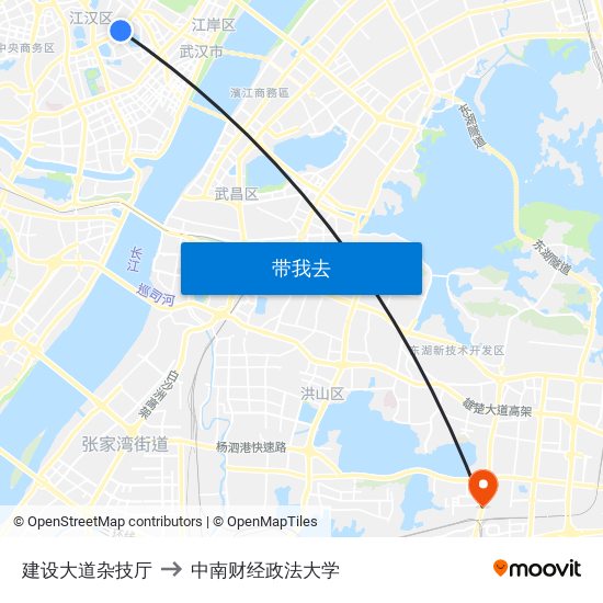 建设大道杂技厅 to 中南财经政法大学 map