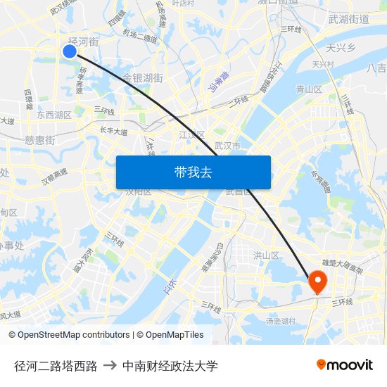 径河二路塔西路 to 中南财经政法大学 map