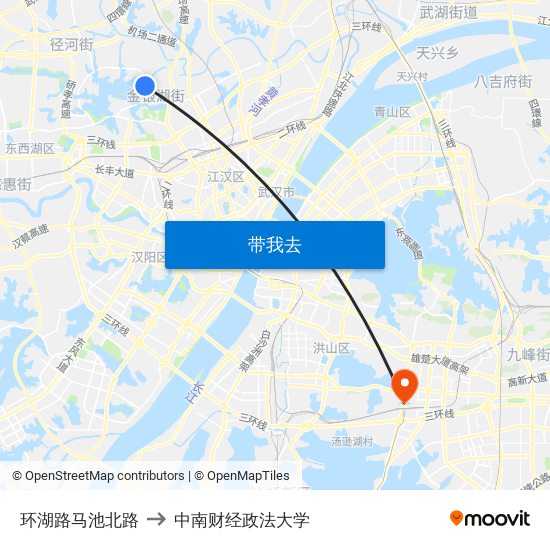 环湖路马池北路 to 中南财经政法大学 map