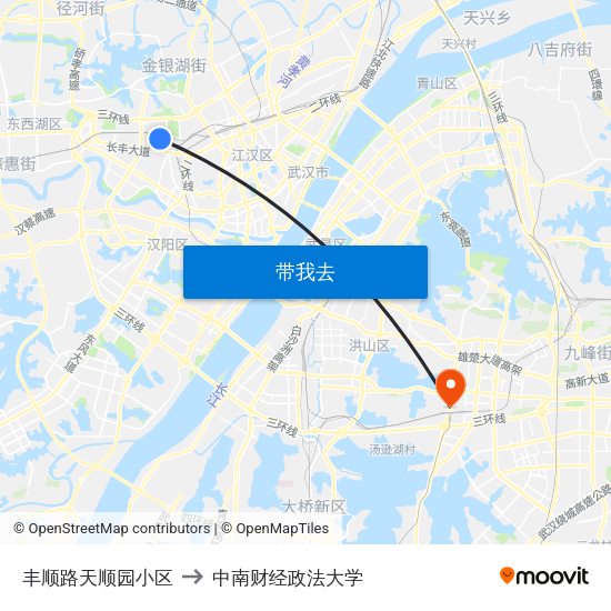 丰顺路天顺园小区 to 中南财经政法大学 map