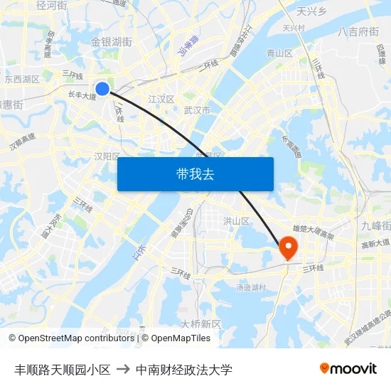丰顺路天顺园小区 to 中南财经政法大学 map