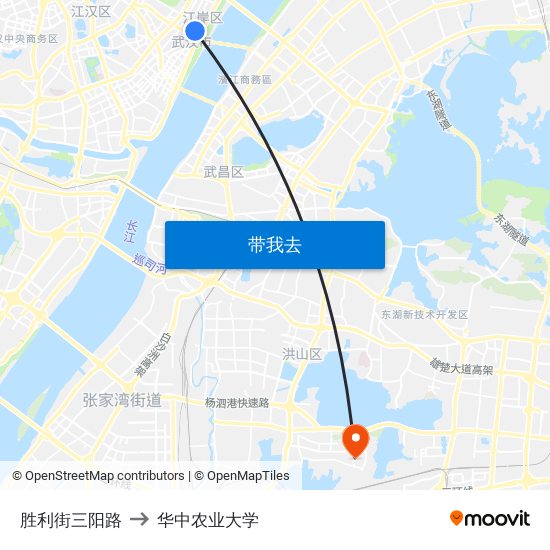 胜利街三阳路 to 华中农业大学 map
