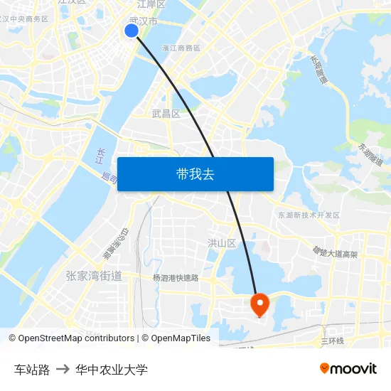 车站路 to 华中农业大学 map
