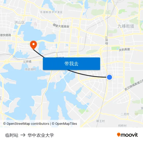 临时站 to 华中农业大学 map
