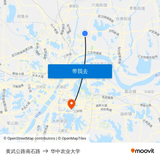 黄武公路南石路 to 华中农业大学 map