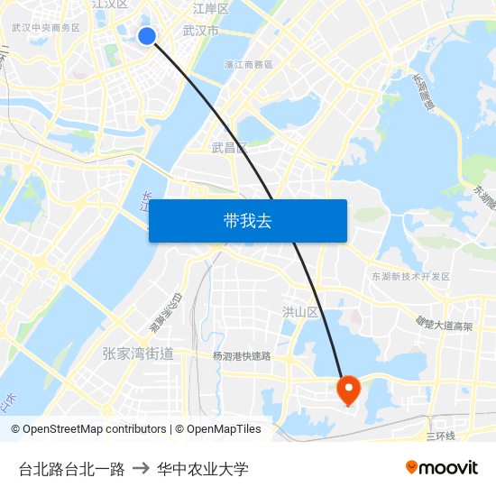 台北路台北一路 to 华中农业大学 map