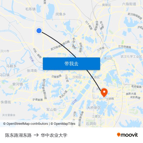 陈东路湖东路 to 华中农业大学 map