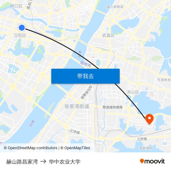 赫山路昌家湾 to 华中农业大学 map