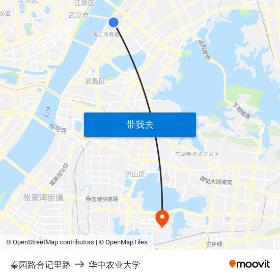 秦园路合记里路 to 华中农业大学 map