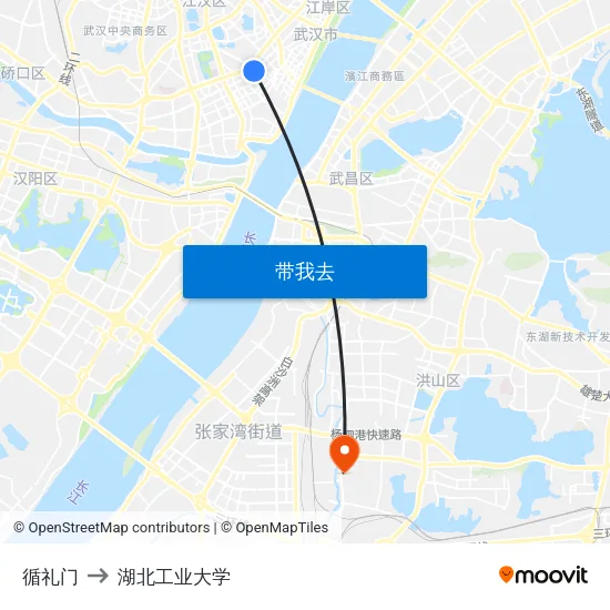 循礼门 to 湖北工业大学 map