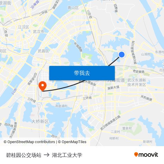 碧桂园公交场站 to 湖北工业大学 map