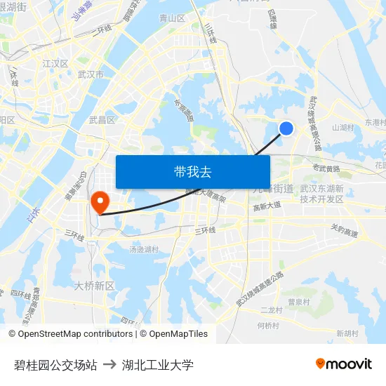 碧桂园公交场站 to 湖北工业大学 map