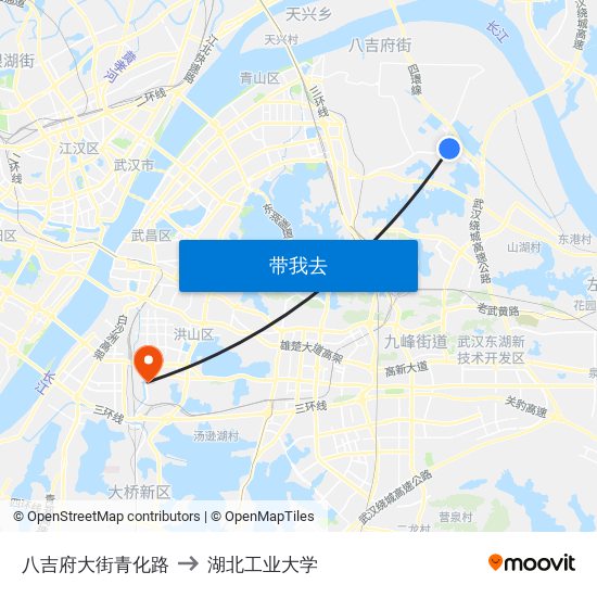 八吉府大街青化路 to 湖北工业大学 map