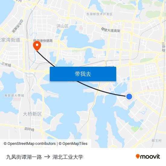 九凤街谭湖一路 to 湖北工业大学 map