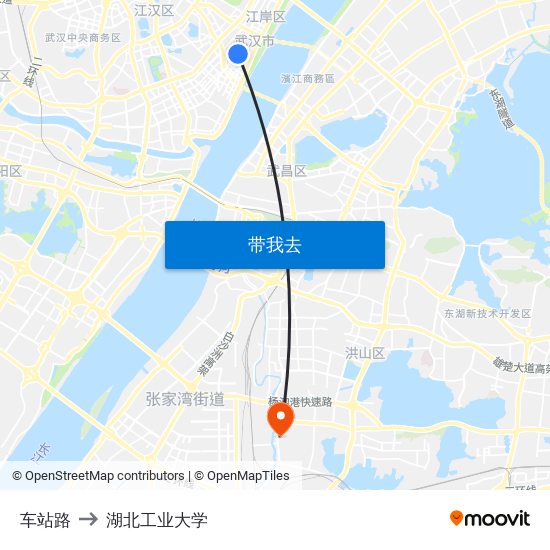 车站路 to 湖北工业大学 map