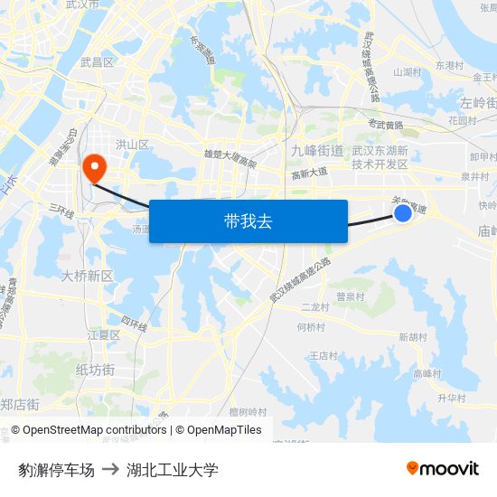 豹澥停车场 to 湖北工业大学 map