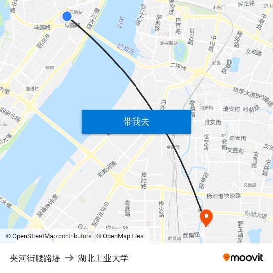 夹河街腰路堤 to 湖北工业大学 map