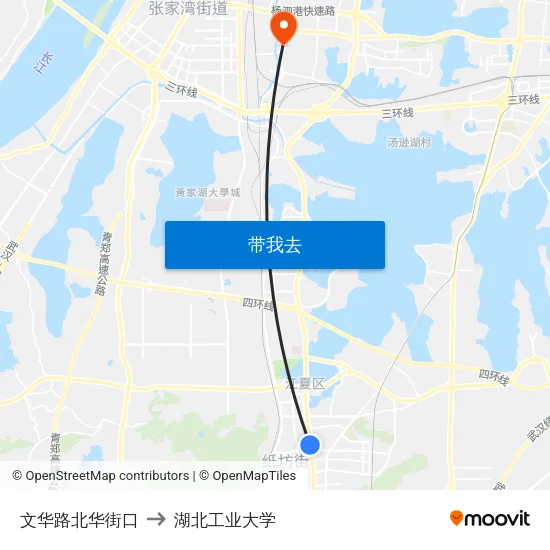 文华路北华街口 to 湖北工业大学 map