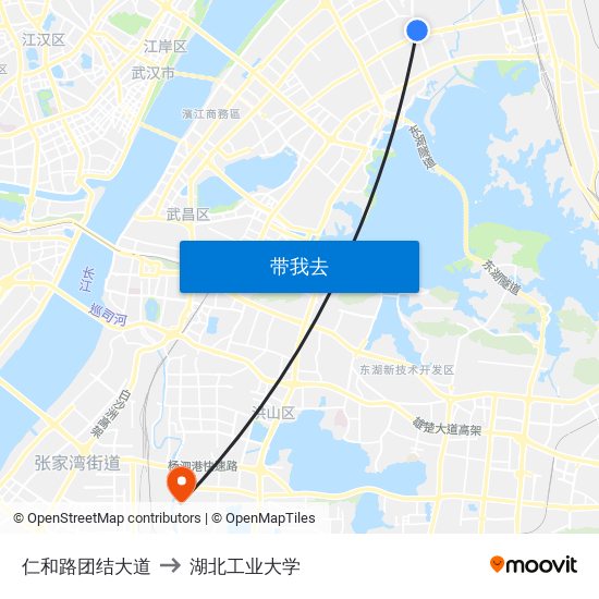 仁和路团结大道 to 湖北工业大学 map